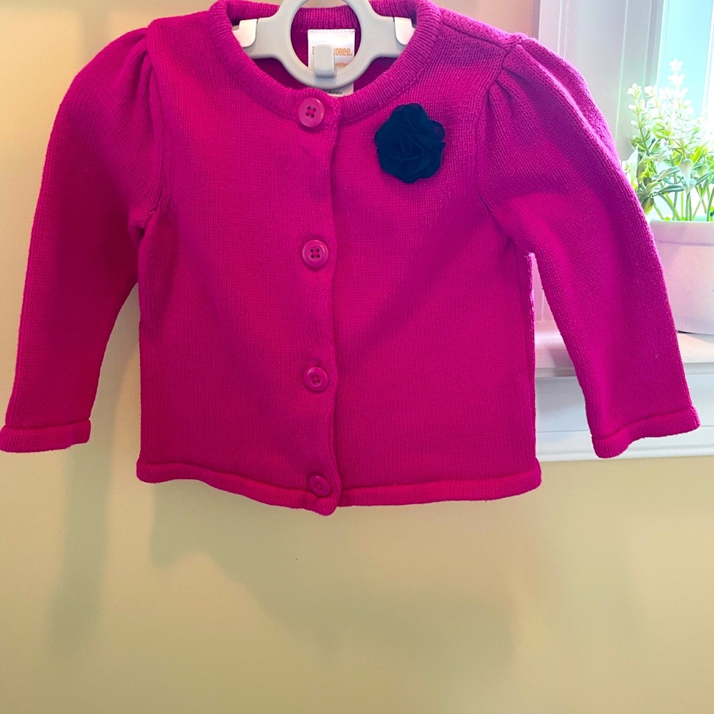 Gymboree Baby Girls Pink Rosette Cardigan Sweater Size 6-12 Months